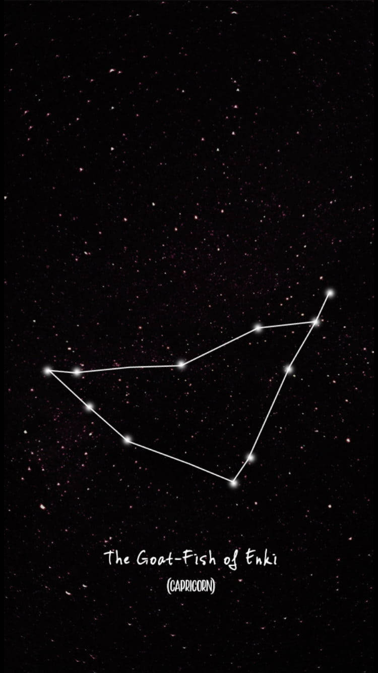 摩羯座 桌布 壁紙 — 星圖在深邃的星空夜空和微弱的宇宙塵埃中突顯了恩基的摩羯魚座。
