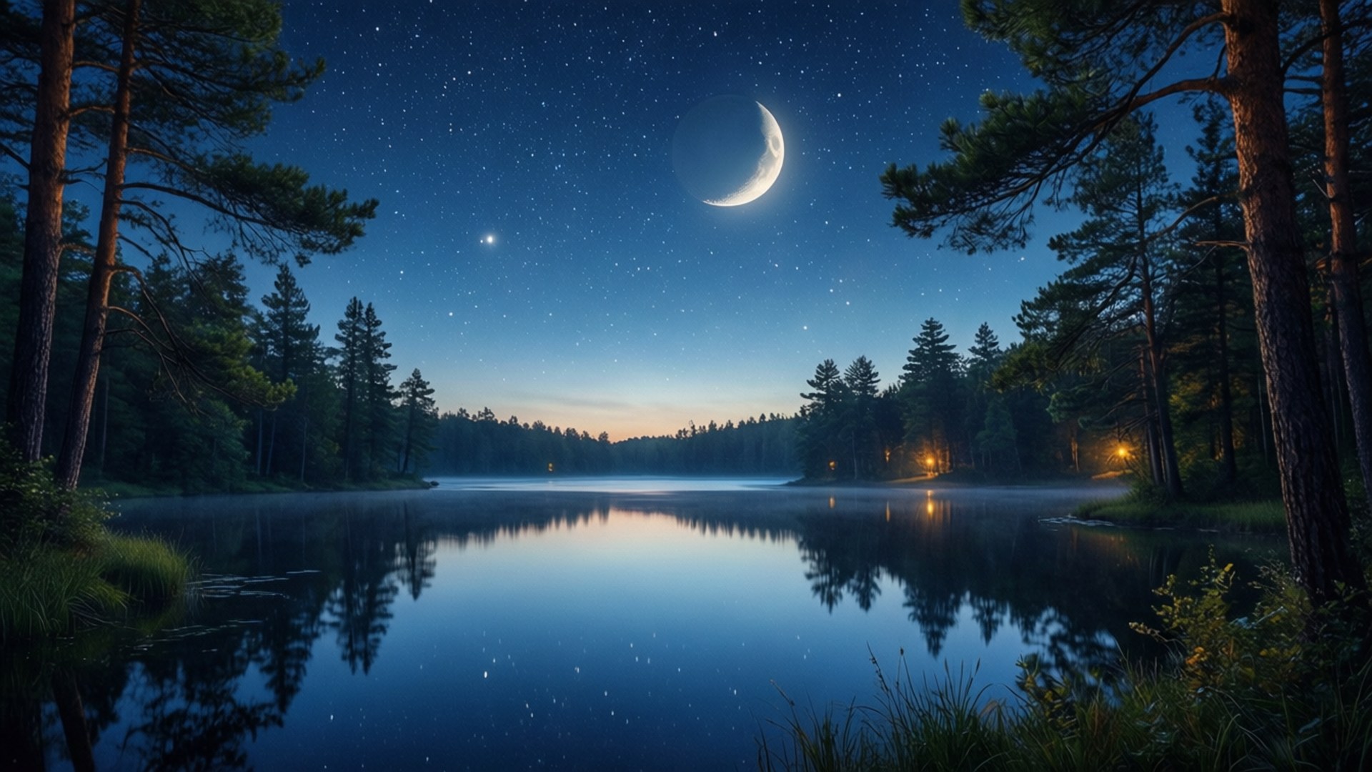 星夜湖畔 壁紙
