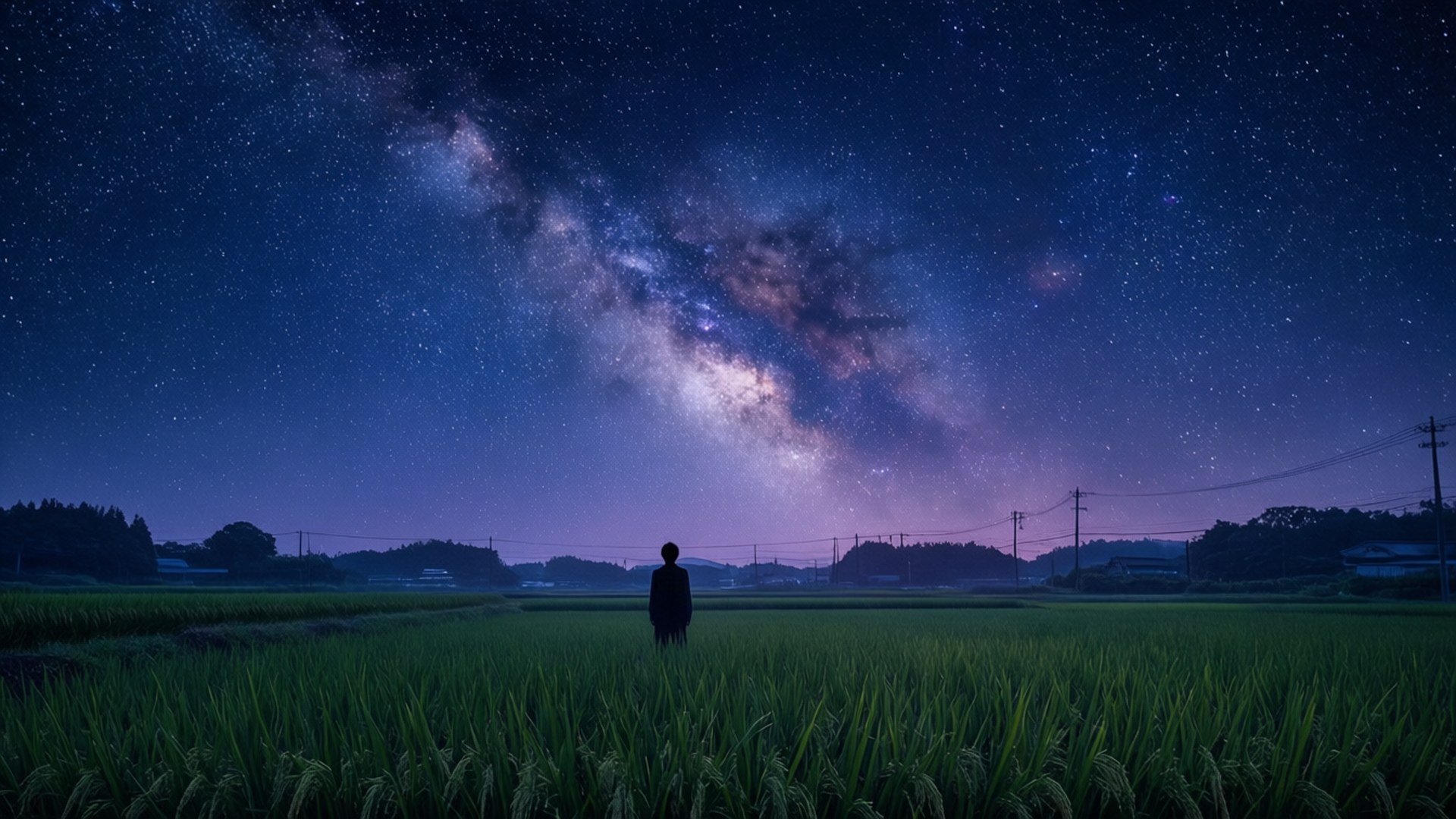 星夜田野 壁紙