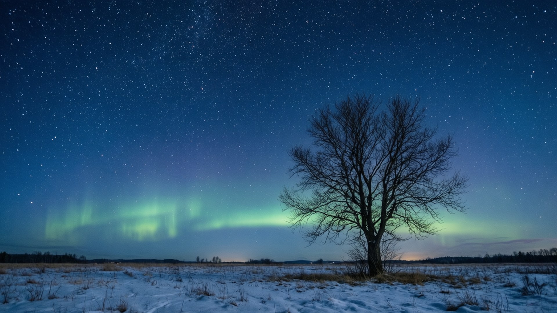星夜雪景 壁紙