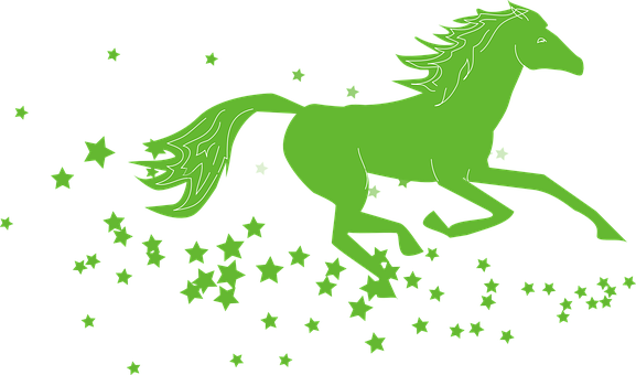 星辰之間綠色霓虹馬 壁紙