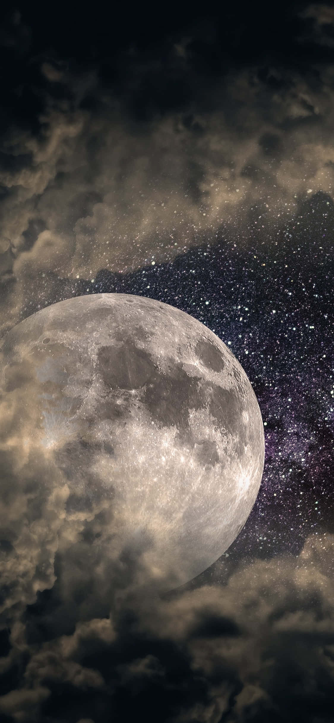 星空與月亮背景 壁紙