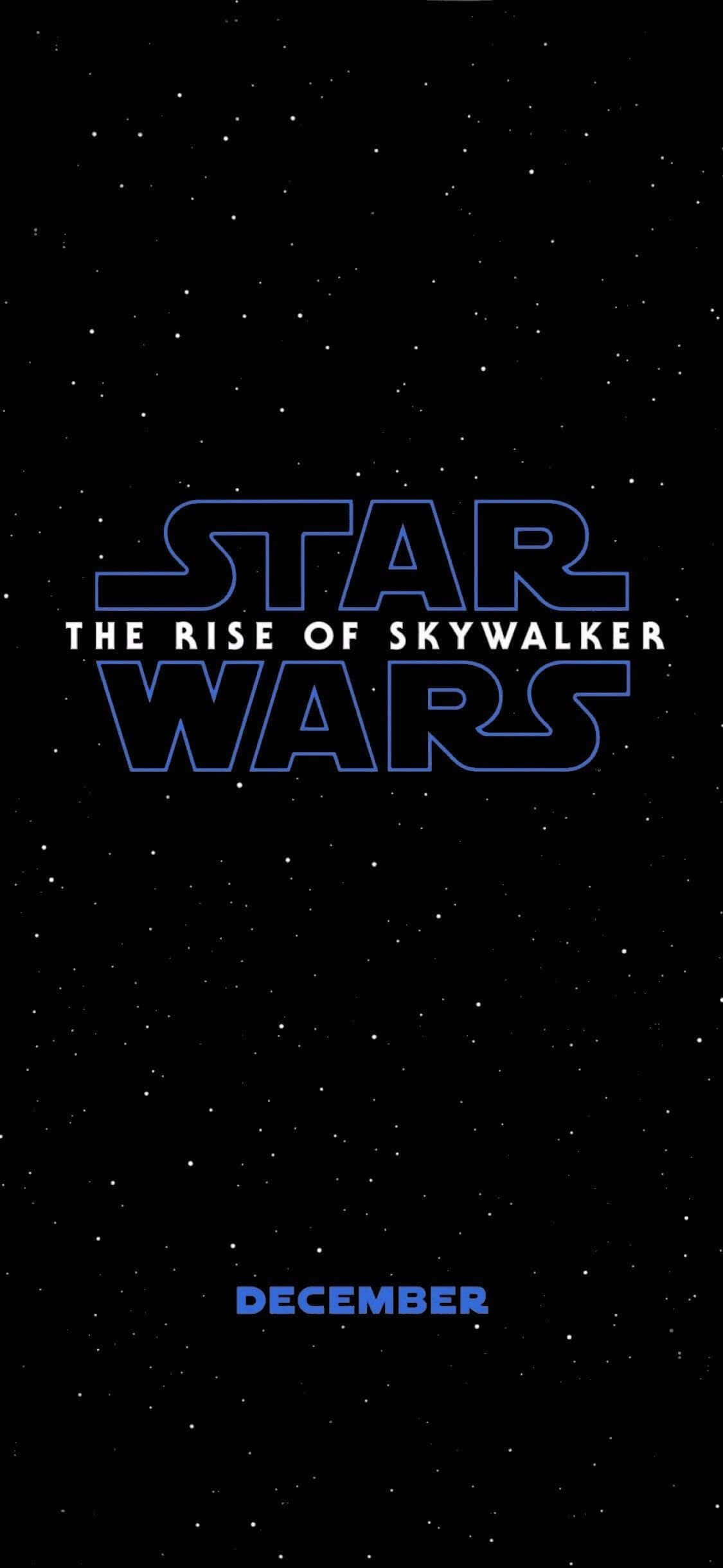 Star Wars Phone 桌布 壁紙 — 《星際大戰：天行者的崛起》標題標誌在星空背景下發出藍光，並附有12月上映日期。