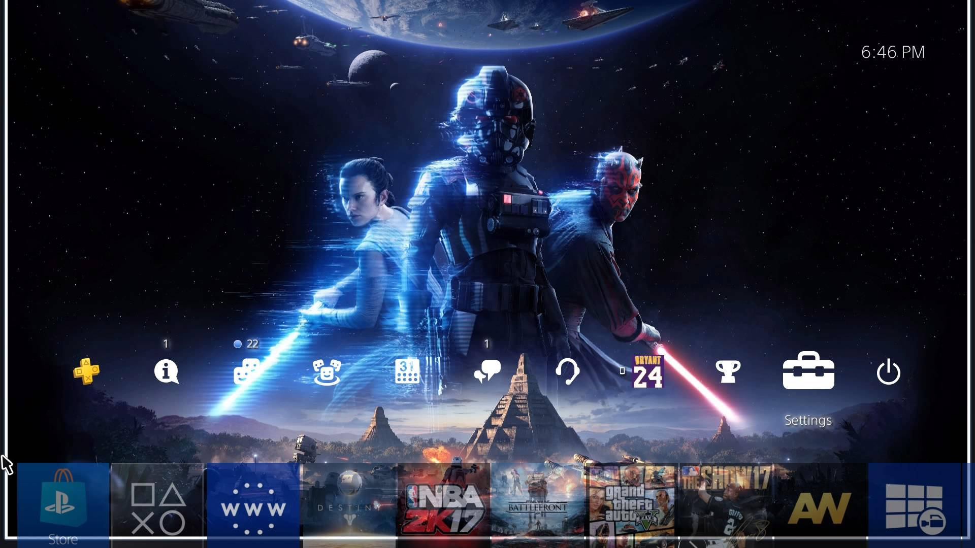 遊戲主機主畫面上的星際大戰角色手持光劍。 — Ps4 壁紙