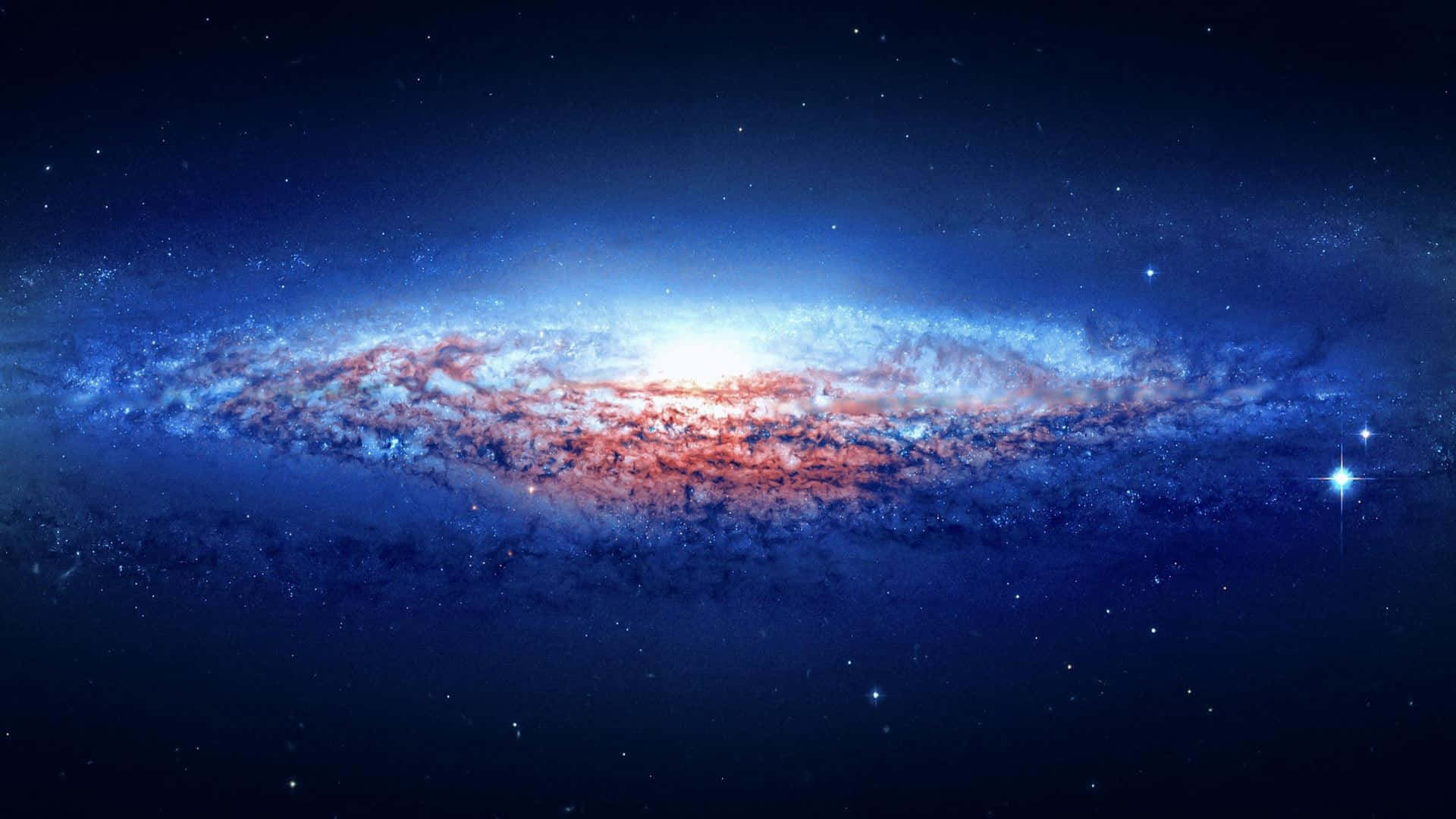 星際銀河與藍色星辰 壁紙