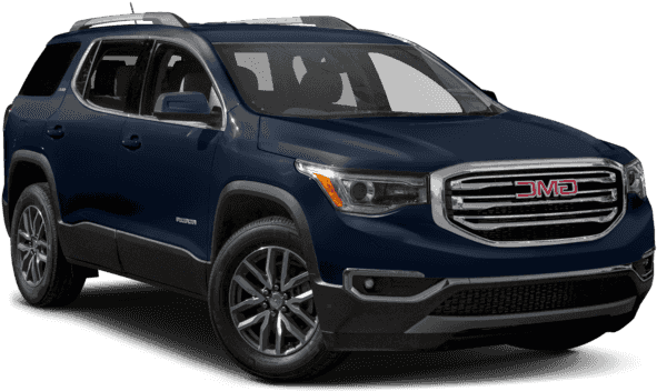GMC 桌布 壁紙 — 時尚深藍色 GMC Acadia SUV 在工作室燈光下展示，帶有鍍鉻飾邊和合金輪圈。