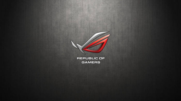 深色紋理背景上的Republic of Gamers標誌