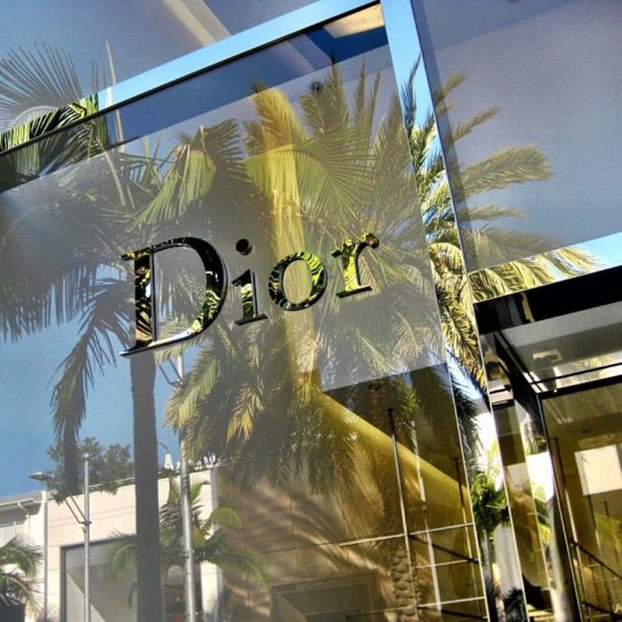 Dior玻璃店面反射棕櫚樹和藍天 — Dior 動態 壁紙