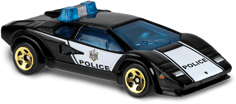 蘭博基尼 桌布 壁紙 — 時尚的黑白警車玩具，配有藍色燈條、金色輪圈和『POLICE』字樣。