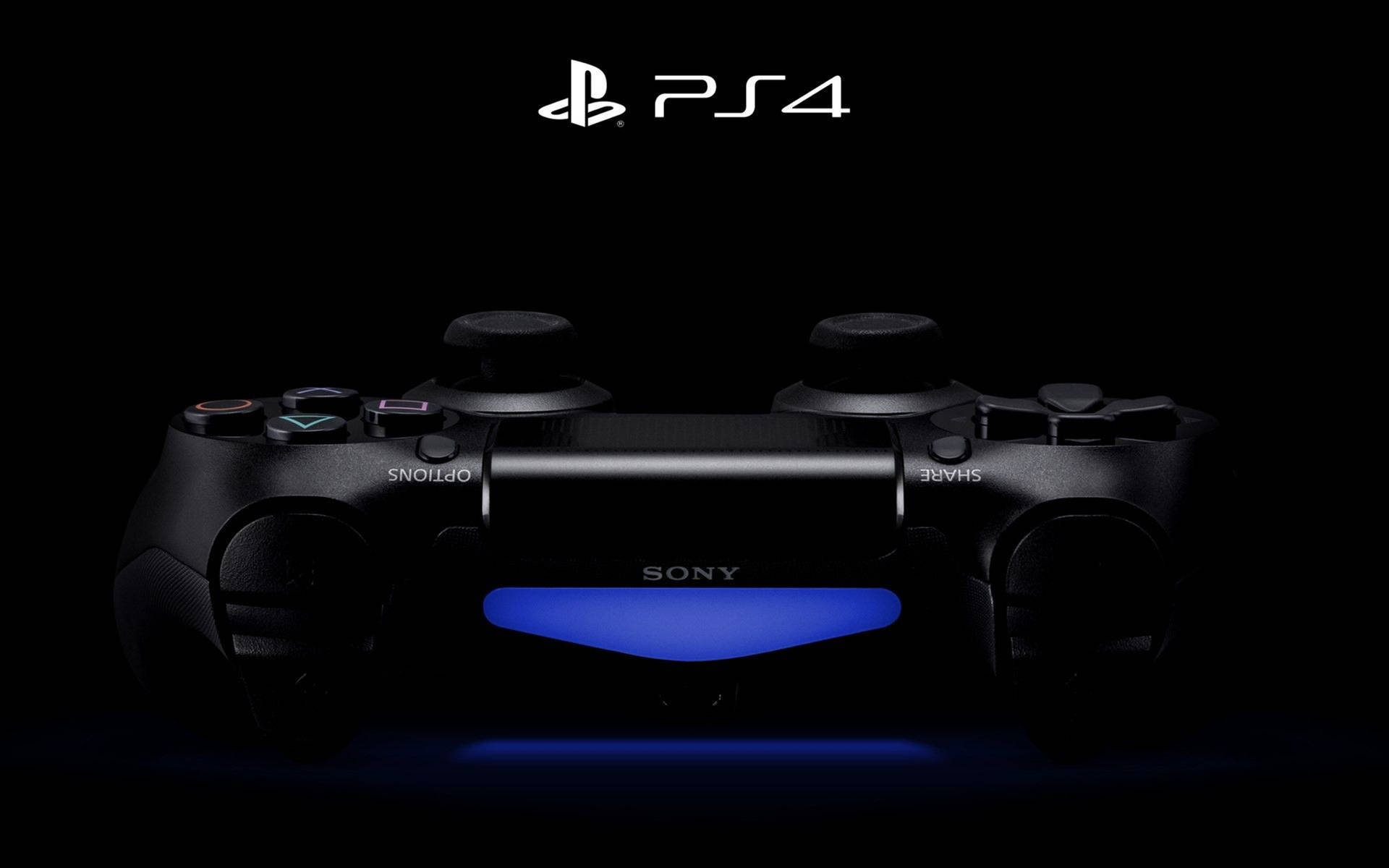 黑色PS4手把在深色背景上發出藍光 — Ps4 壁紙