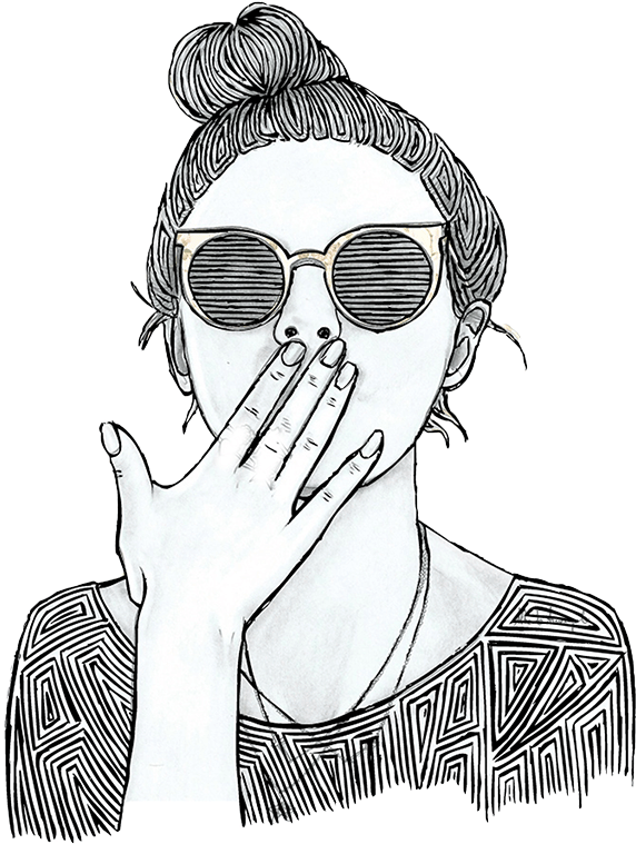 時尚素描女性遮捂嘴巴 壁紙