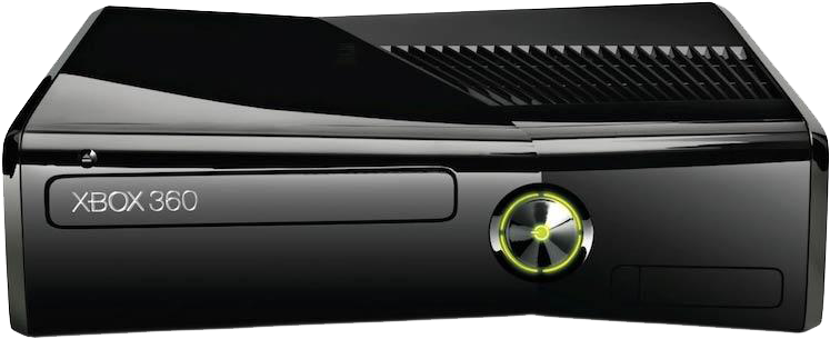 Xbox 桌布 壁紙 — 時尚黑色 Xbox 360 主機，帶有發光綠色電源按鈕和通風槽。