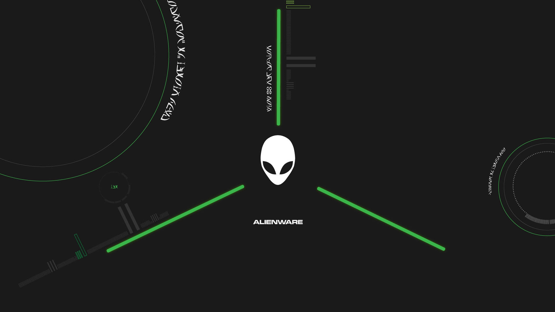 黑色背景上帶有綠色霓虹線條的Alienware標誌 — 4K 黑色 壁紙
