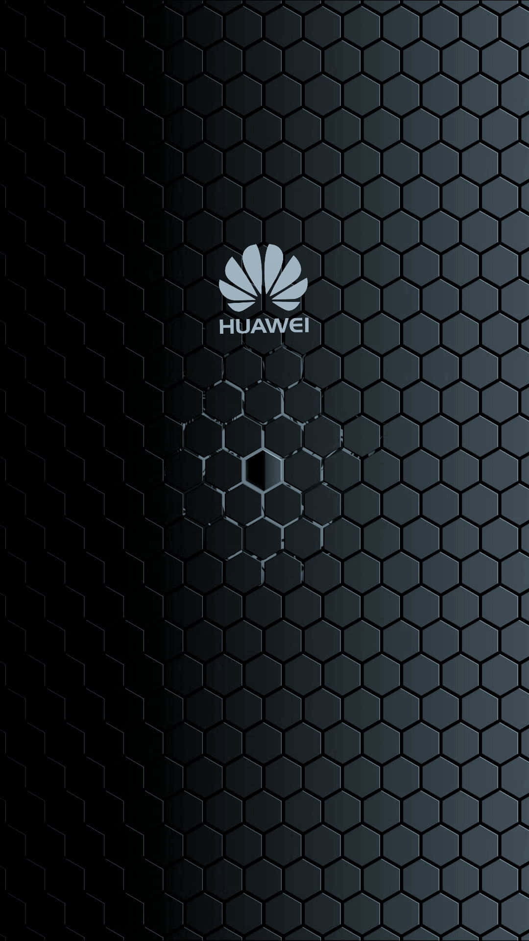 深色六角形圖案背景上的Huawei標誌。 — 華為 GIF 壁紙