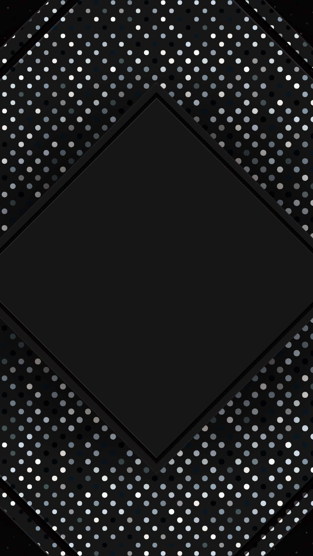 dark black 桌布 壁紙 — 時尚黑色壁紙，帶有幾何鑽石框架和向外輻射的銀色圓點圖案。