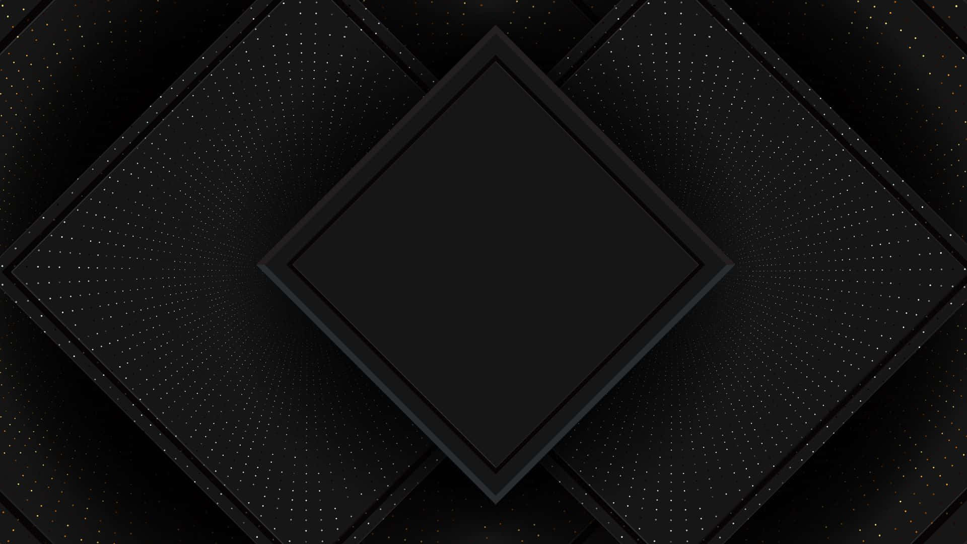 dark black 桌布 壁紙 — 時尚黑色幾何圖案，帶有鑽石形狀和向外輻射的微妙金色圓點。