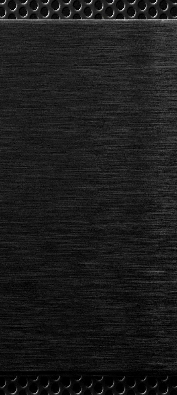 黑色拉絲金屬，頂部和底部帶穿孔格柵。 — 黑色抽象動畫 壁紙