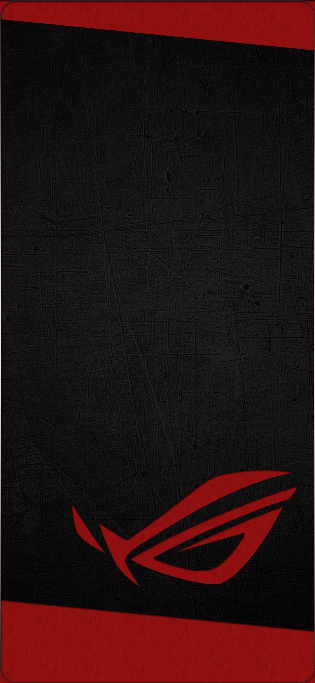 黑色紋理背景上的紅色ROG標誌和紅色條紋 — 華碩 ROG 壁紙