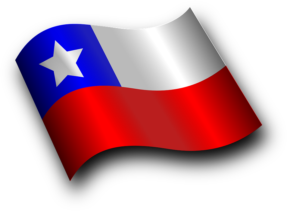 Flag 桌布 壁紙 — 智利國旗，有藍、白、紅條紋和一顆白星，在黑色背景上動態飄揚。