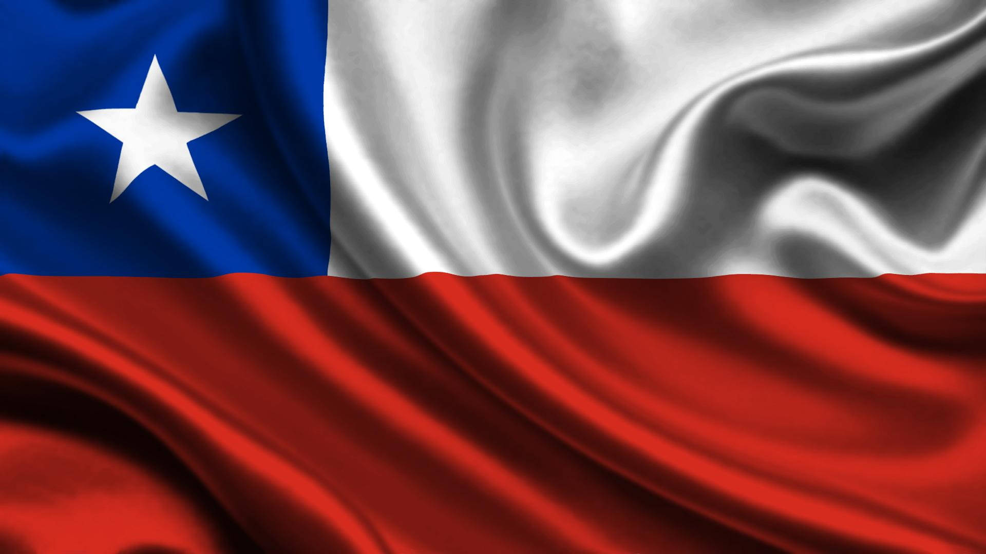 Chile 桌布 壁紙 — 智利國旗動態飄揚，帶有豐富的紅、白、藍色，以及藍色左上角的一顆白色星星。