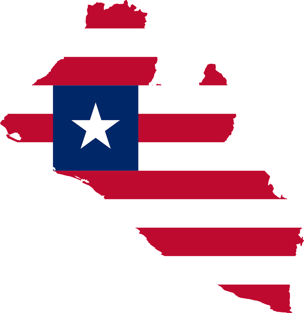 Liberia 桌布 壁紙 — 智利地圖，填滿其國旗的紅白條紋和帶有白色星星的藍色正方形。