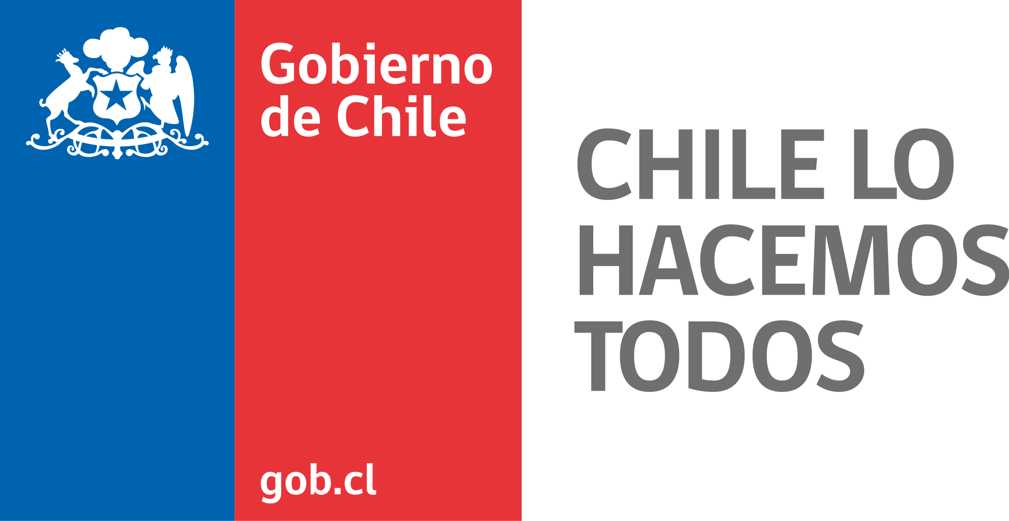智利 桌布 壁紙 — 智利政府橫幅，以粗體字型展示國旗顏色及標語「Chile lo hacemos todos」。