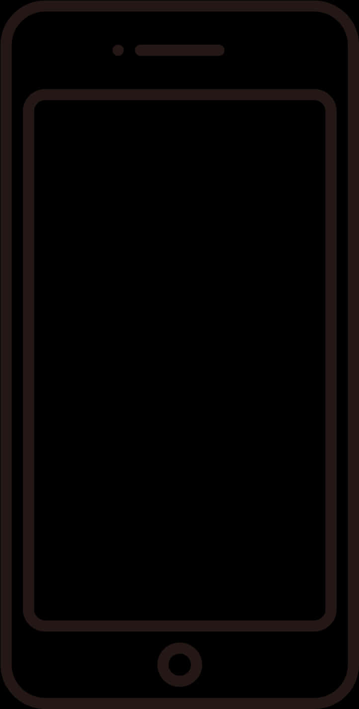 Mobile Phone Clipart 桌布 壁紙 — 智慧型手機的極簡輪廓，帶有深色螢幕和主頁按鈕。