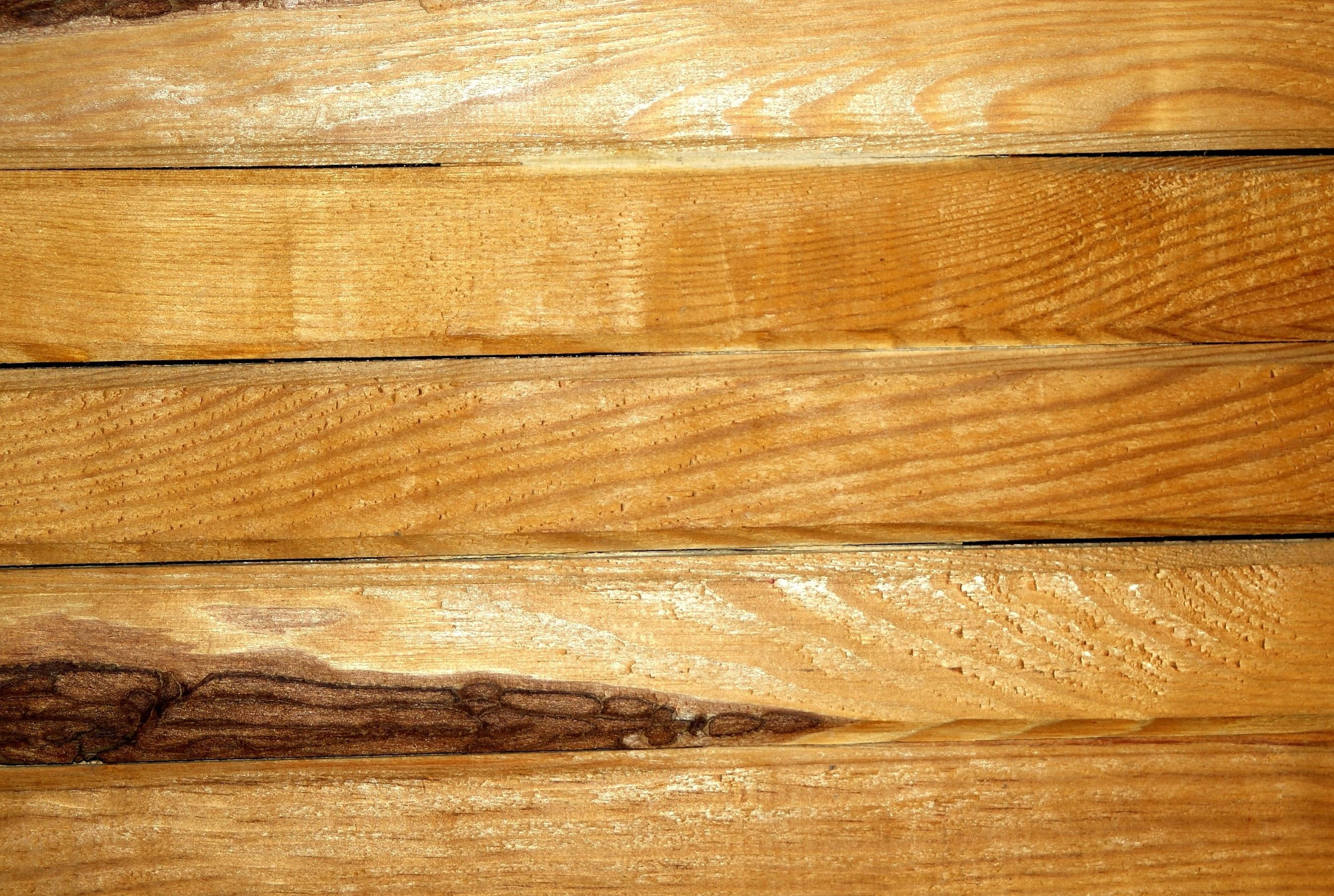 Wood Floor 桌布 壁紙 — 暖蜜色木板的特寫，呈現天然木紋圖案和細微的節疤。