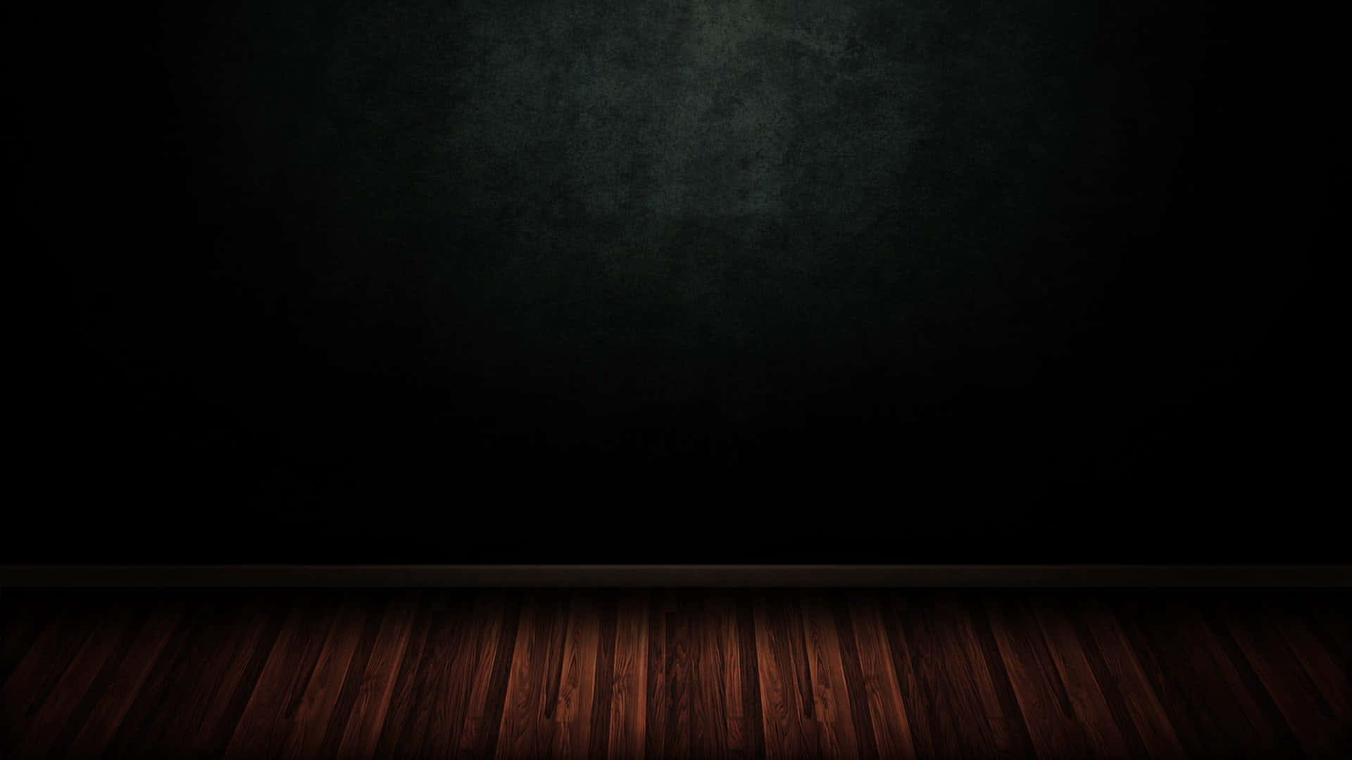 Dark Room 桌布 壁紙 — 暗色紋理牆壁與溫暖木地板在昏暗聚光燈下的空房間相遇。