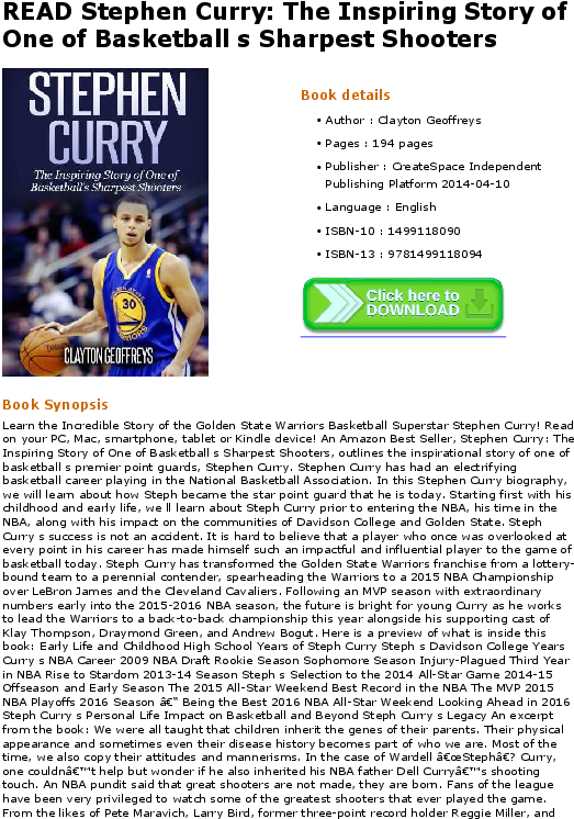 史蒂芬·柯瑞 桌布 壁紙 — 書封面 featuring Stephen Curry 身穿 Golden State Warriors 球衣，帶有粗體標題和作者詳細資料。