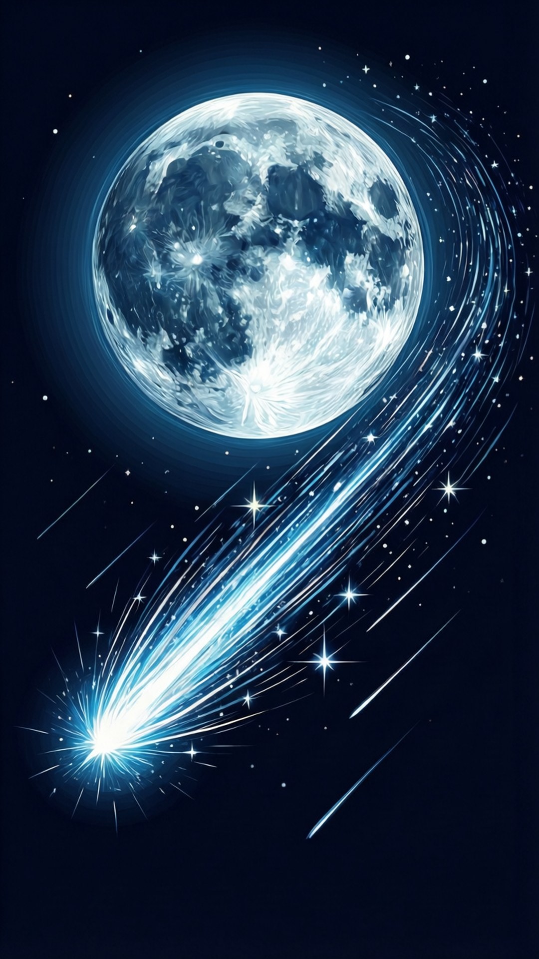 月亮與流星 壁紙