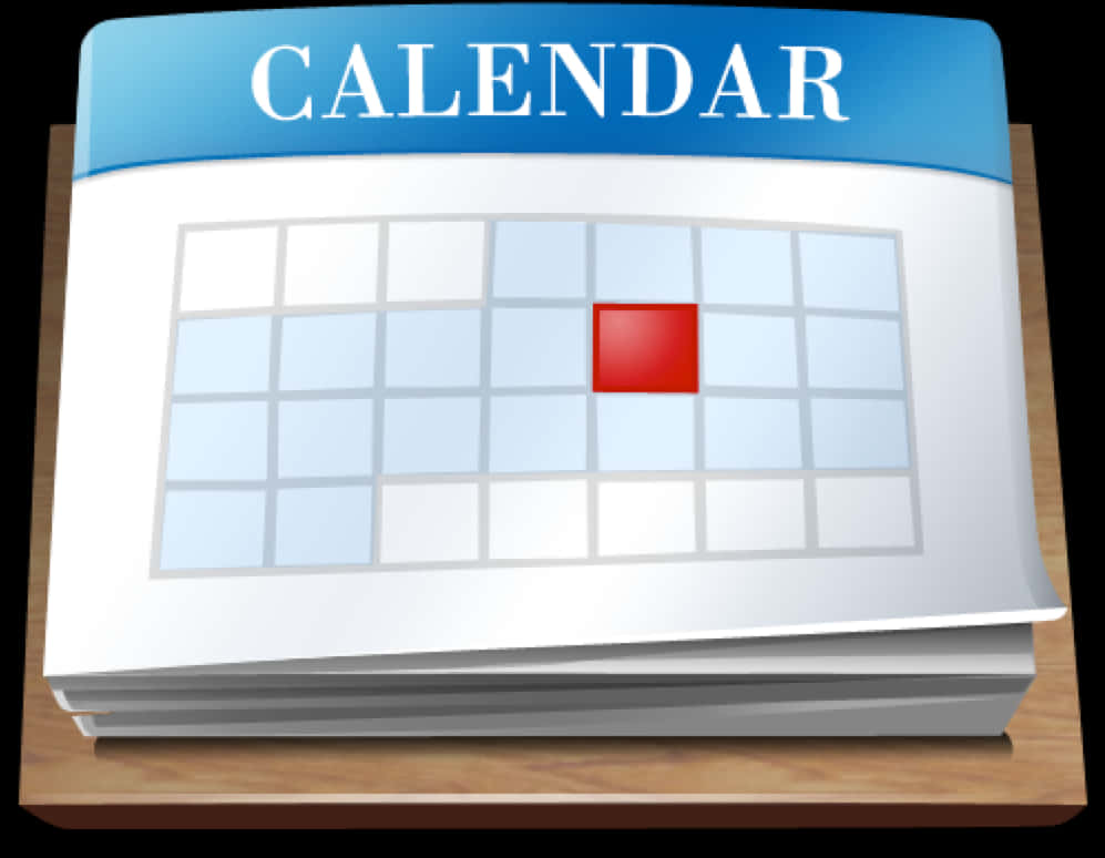 Calendar Icon 桌布 壁紙 — 木質表面上帶有紅色突出顯示日期的數位日曆圖示。