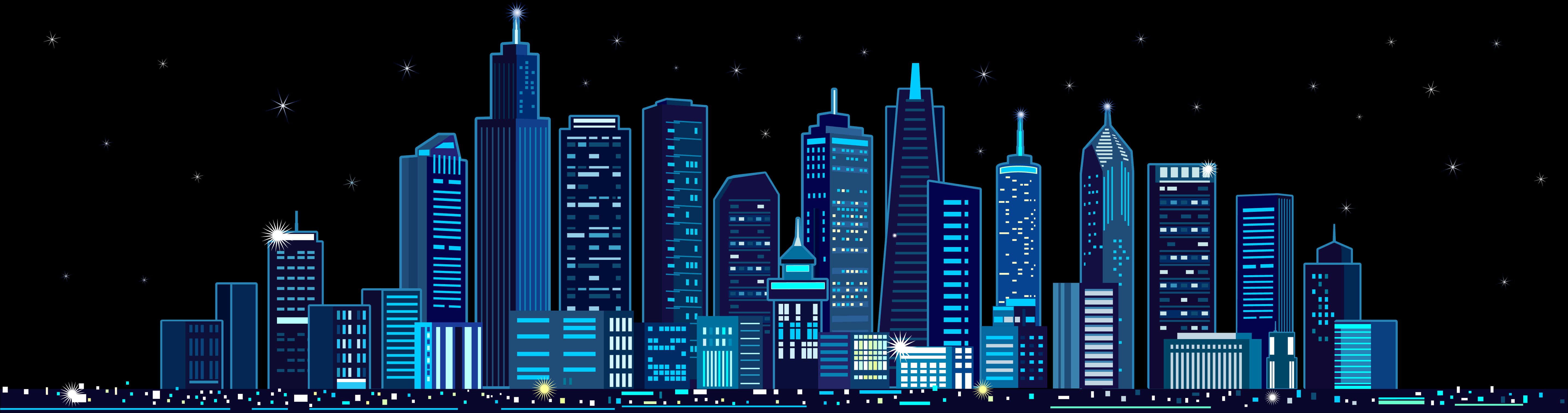 未來都市夜景天際線
