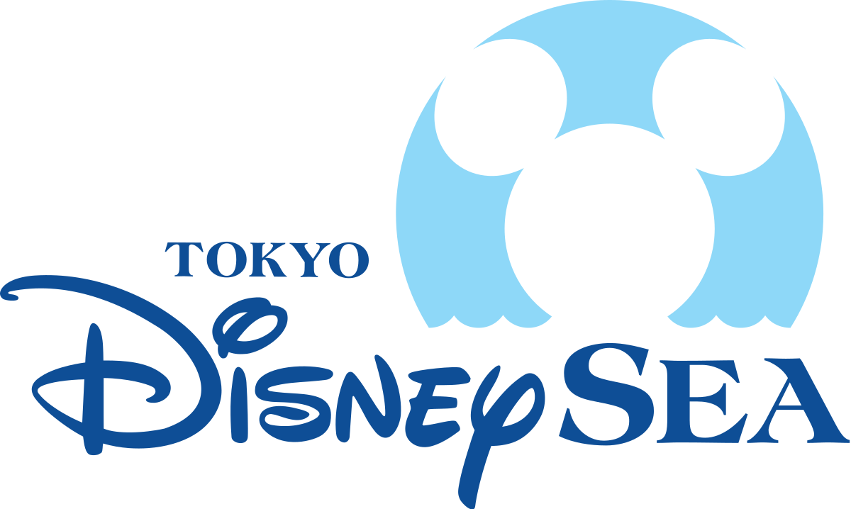 東京 桌布 壁紙 — 東京迪士尼海洋標誌，黑色背景上帶有藍色米奇老鼠剪影和風格化文字。