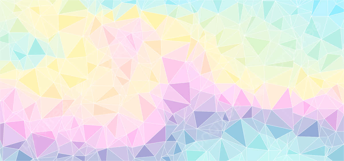 Pastel Crystal 桌布 壁紙 — 柔和三角形的粉彩漸變從溫暖的黃色流向冷藍色，營造出夢幻般的抽象圖案。
