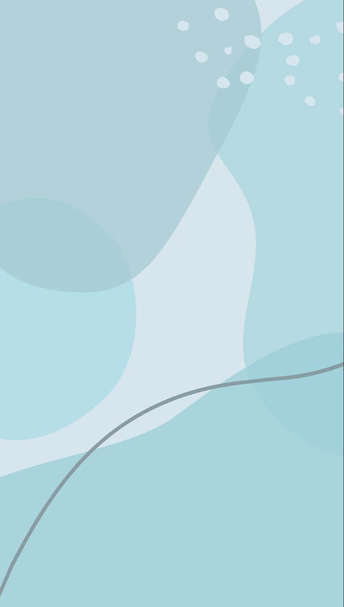 Minimalist Blue 桌布 壁紙 — 柔和抽象形狀，採用平靜的藍色調，散落白色圓點和一條灰色線條。