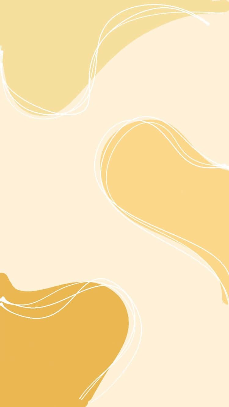 Yellow 桌布 壁紙 — 柔和抽象形狀以溫暖黃色調在奶油色背景上優雅流動，帶有精緻白色輪廓。