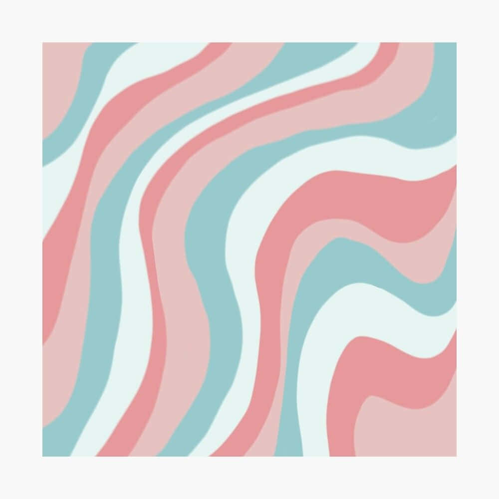 Pink And Teal 桌布 壁紙 — 柔和流動的粉紅、青綠和白色波浪，營造出舒緩的抽象圖案。