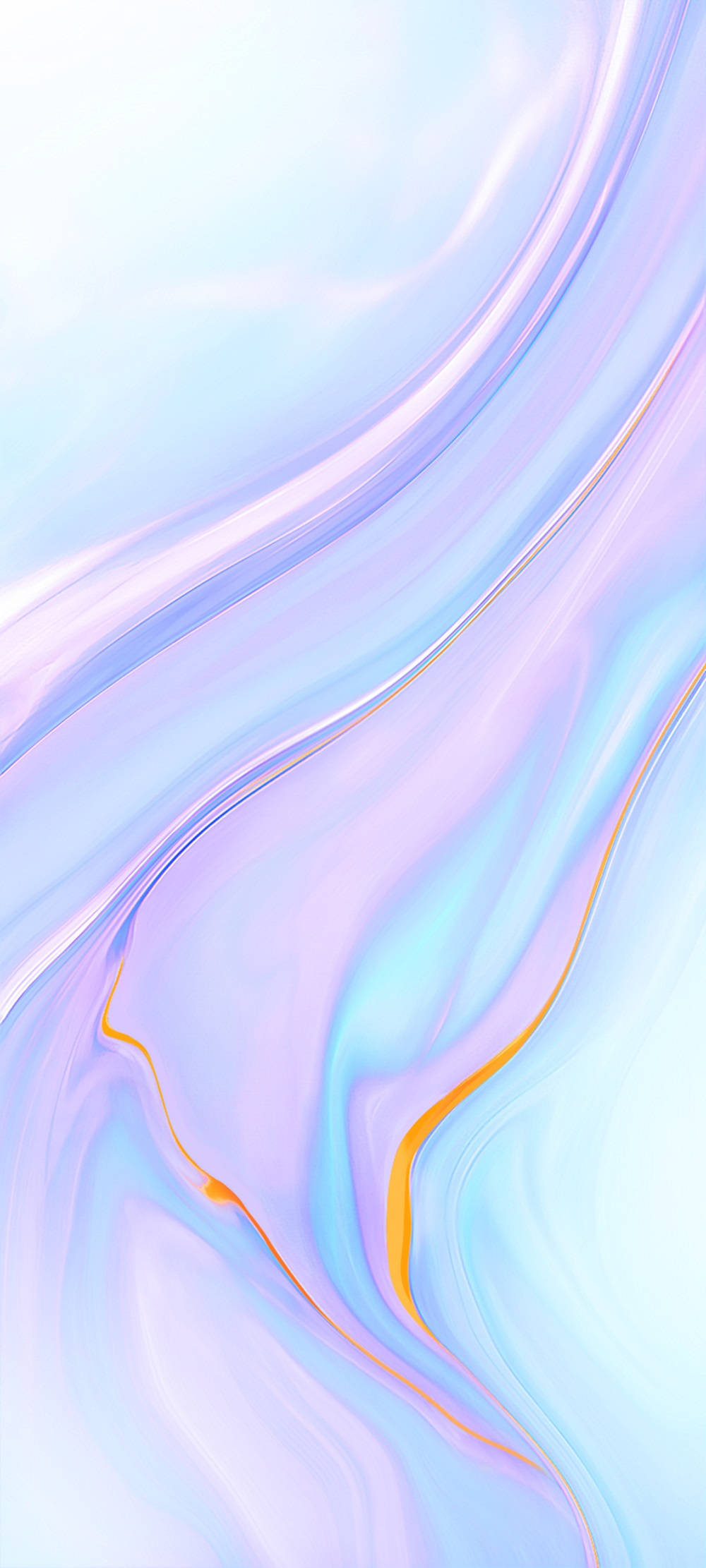 Wave 桌布 壁紙 — 柔和流動的粉藍、紫和金色波浪，營造出夢幻般的抽象漸變背景。