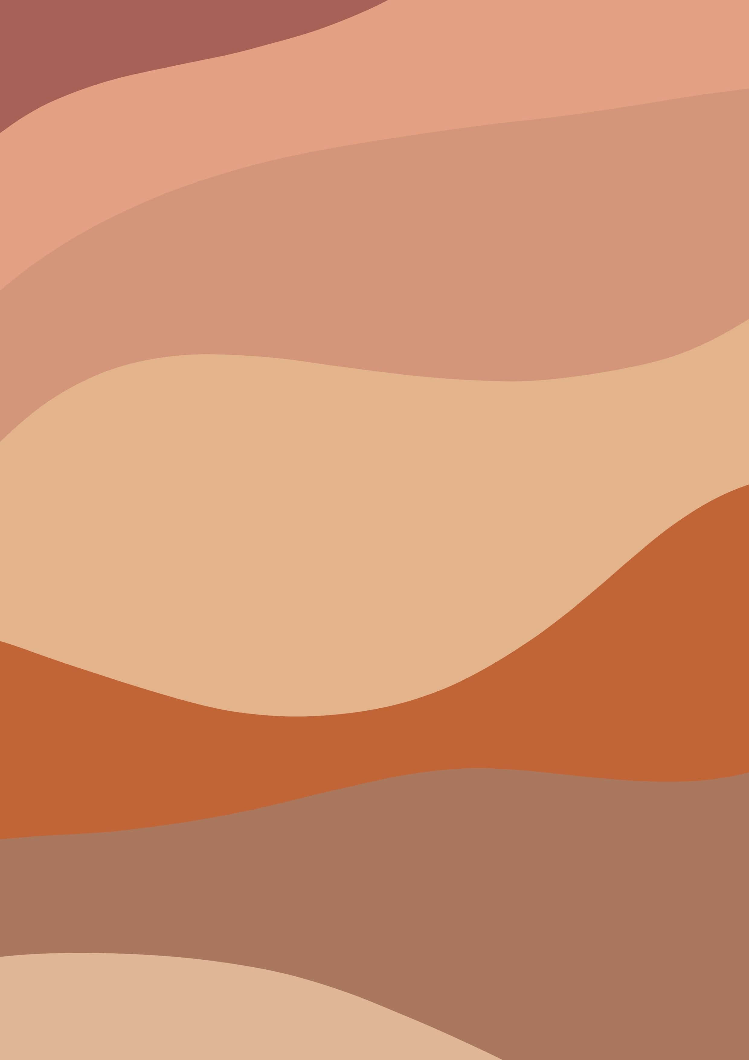 Neutral Colors 桌布 壁紙 — 柔和流動的陶土米色和焦橙色波浪，營造出平靜的抽象構圖。