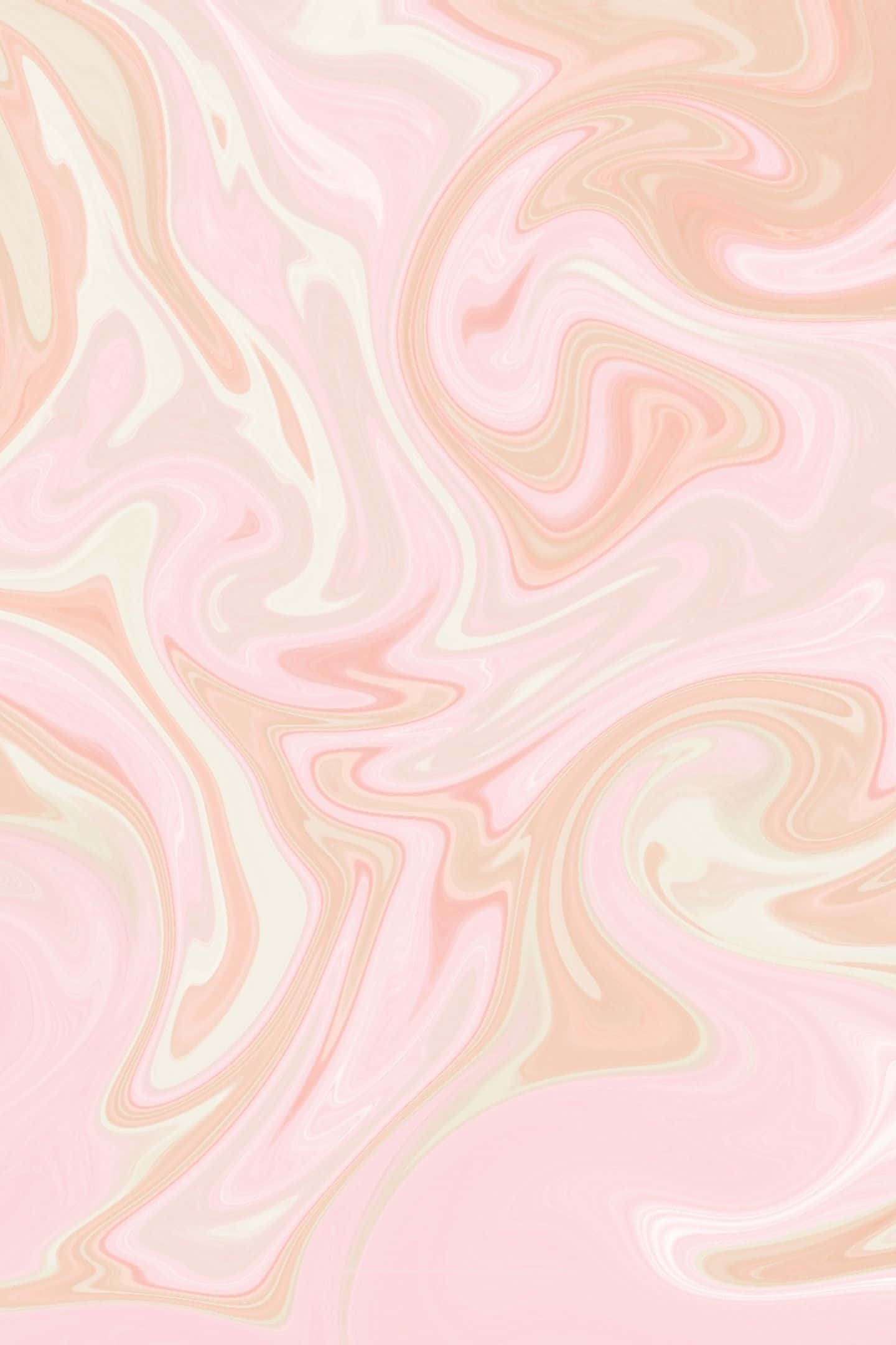 HD Marble 桌布 壁紙 — 柔和漩渦粉彩粉紅和奶油色大理石圖案，帶有輕柔流動的有機曲線。