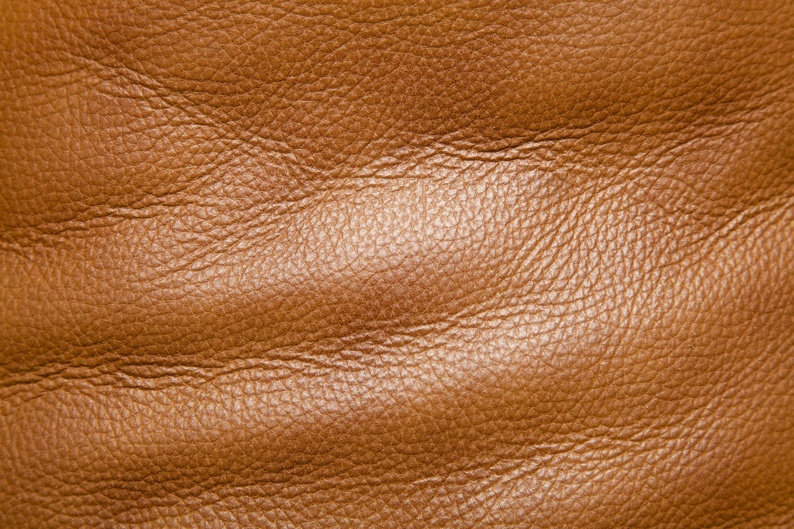 texture 桌布 壁紙 — 柔和燈光下，帶有天然紋理和細微皺褶的濃郁棕色皮革特寫。