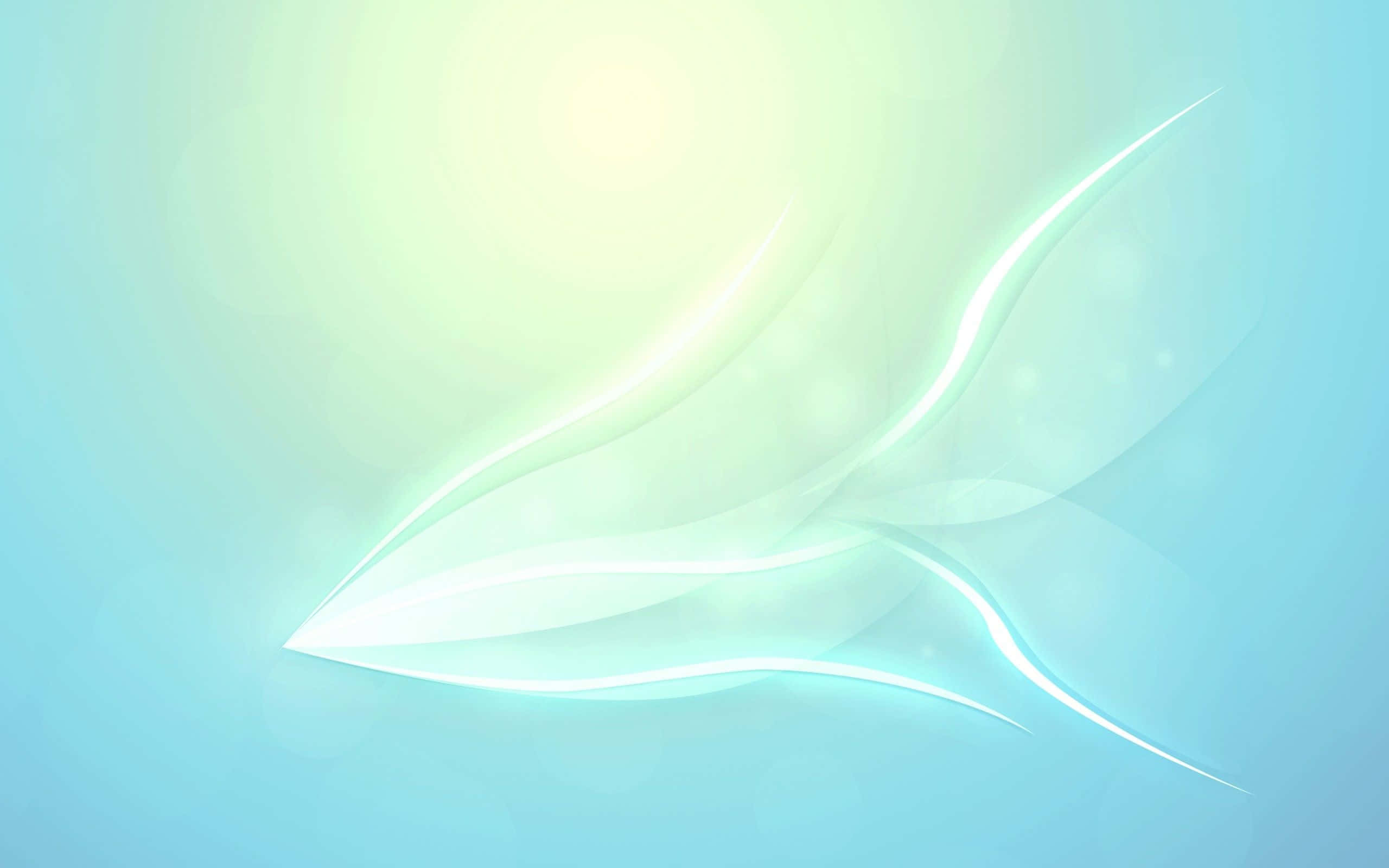 Light 桌布 壁紙 — 柔和發光的白色曲線在帶有散景光效的藍綠色和奶油色漸變背景上優雅流動。