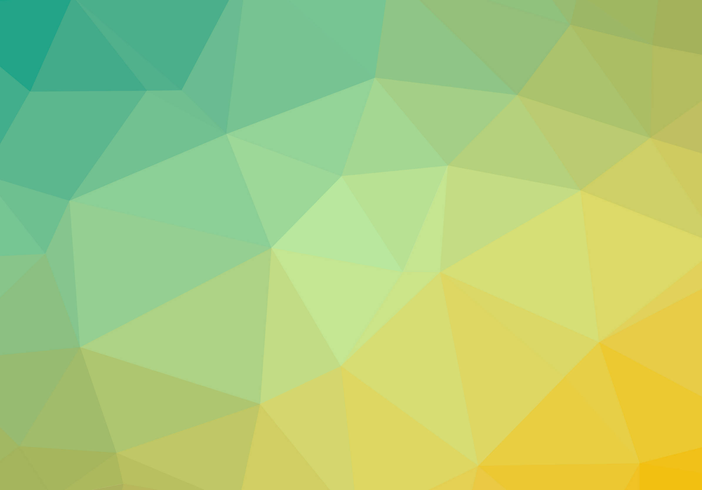 Geometric 桌布 壁紙 — 柔和的抽象圖案，由軟綠色和黃色三角形組成，在畫面中平滑漸變。