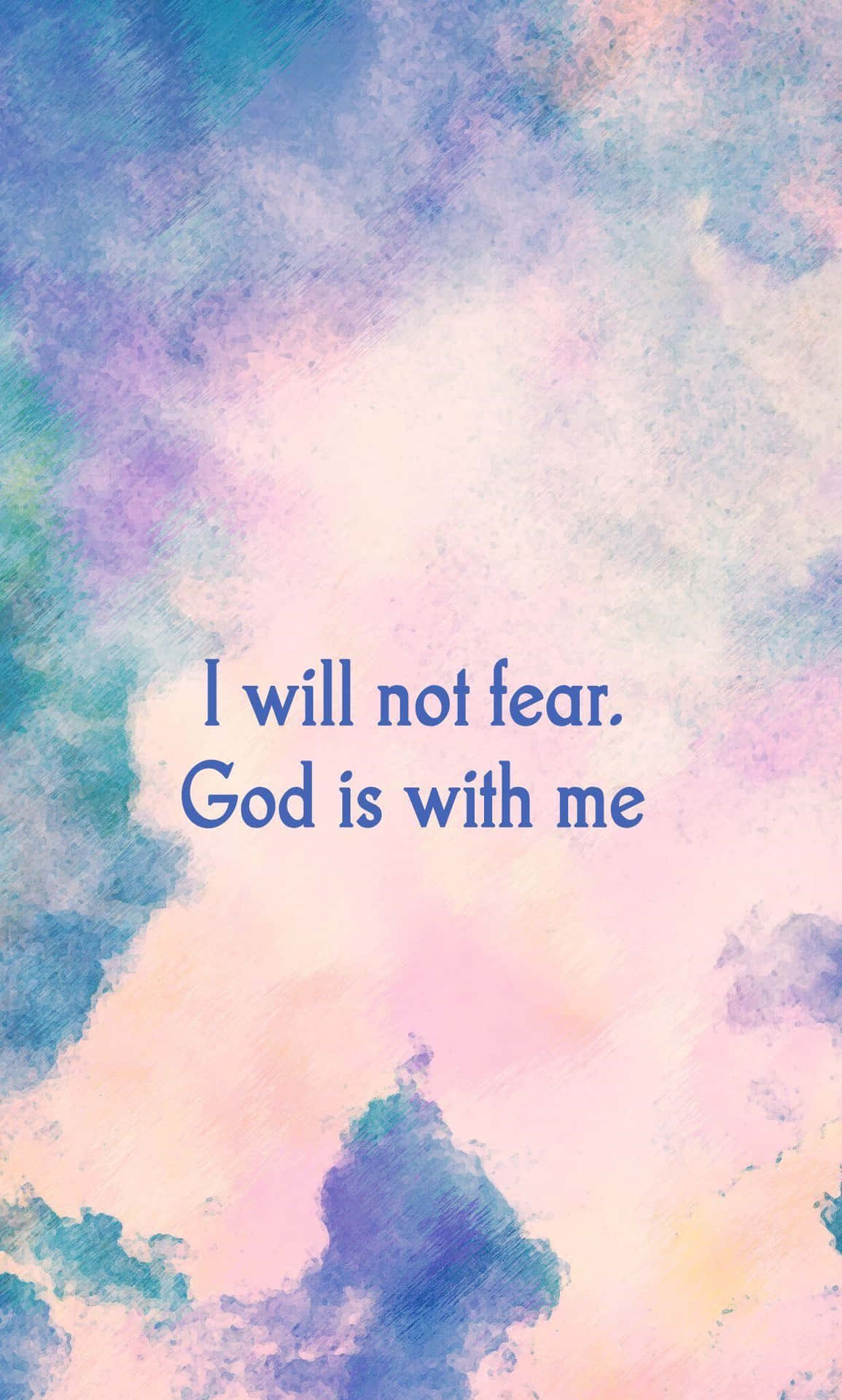 Faith 桌布 壁紙 — 柔和的水彩天空，帶有粉彩雲朵和令人平靜的宗教文字疊加。