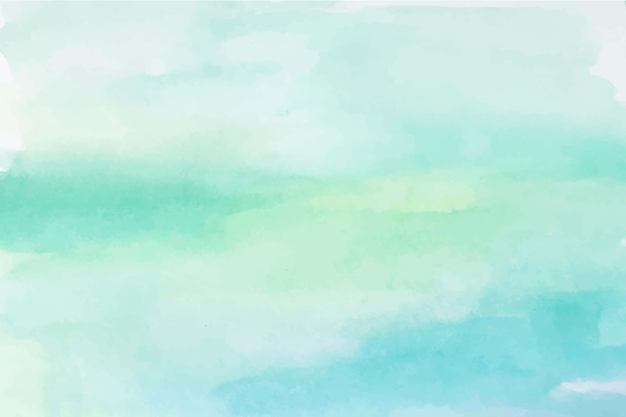 Pastel Watercolor 桌布 壁紙 — 柔和的水彩洗滌在畫布上混合薄荷綠和天藍色，形成溫柔的漸變。