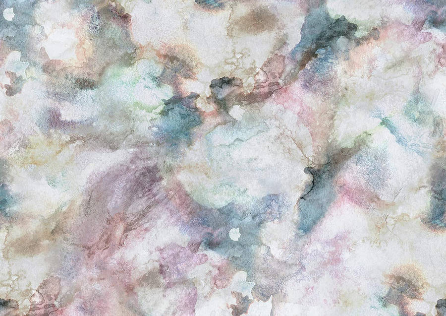 pastel 桌布 壁紙 — 柔和的水彩洗滌混合了粉紅色、藍綠色和灰色，形成抽象紋理背景。