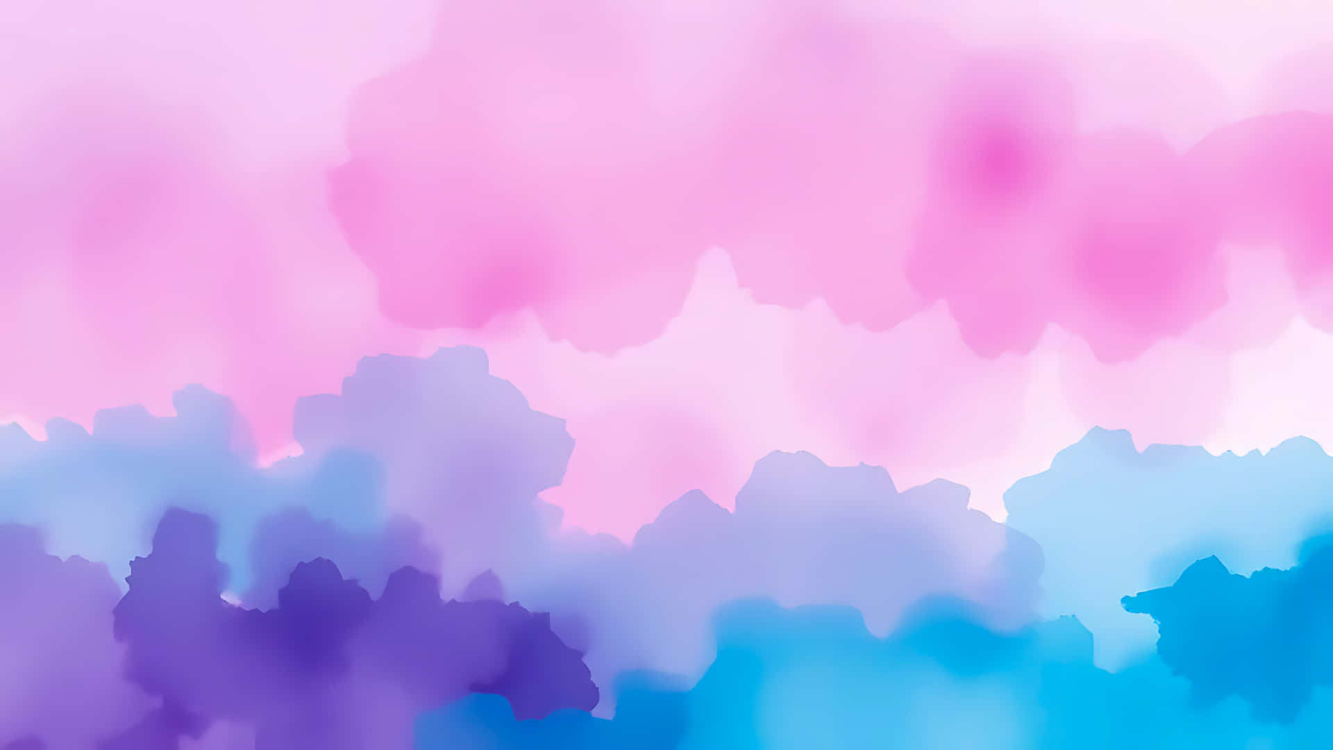 Abstract watercolor background with pink, purple, and blue hues 壁紙 — 柔和的水彩洗滌混合粉紅薰衣草和藍色，形成夢幻般的抽象漸變。