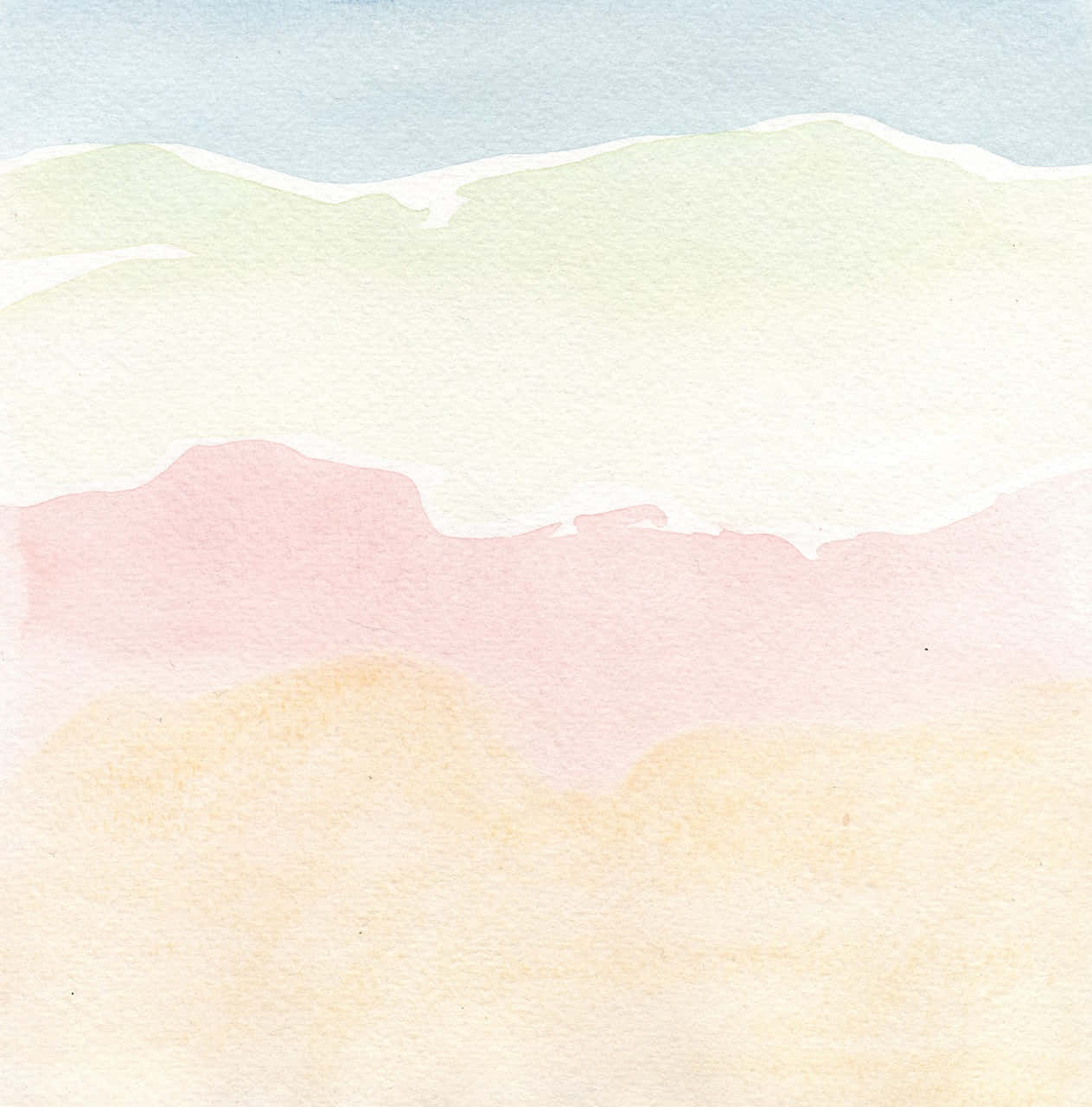 Pastel Watercolor 桌布 壁紙 — 柔和的水彩洗色，以天空藍、淺綠、粉紅和米色，創造出夢幻的抽象風景。