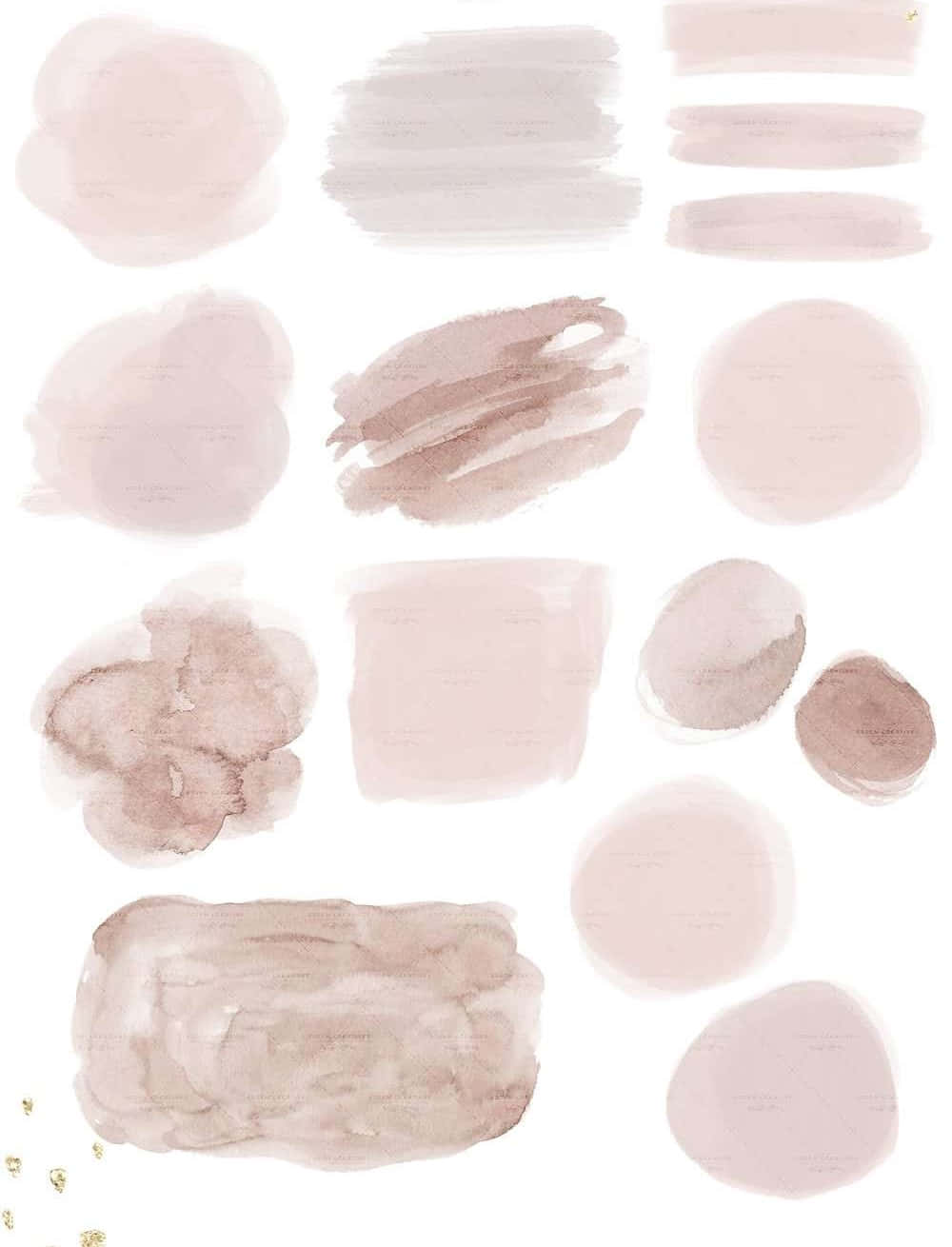 Brush Stroke 桌布 壁紙 — 柔和的水彩筆觸以柔和的玫瑰米色調散佈在潔淨的白色背景上。